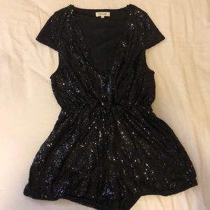 Black Sequin Romper by WYLDR Sz L